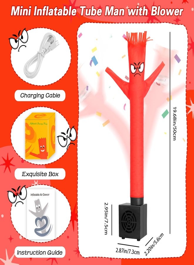 HOMQYTE Mini Inflatable Tube Man Novelty Gag Gifts Wacky Waving Inflatable Tube Guy Desktop with Blower for Christmas White Elephant Gift (Red) - Image 2